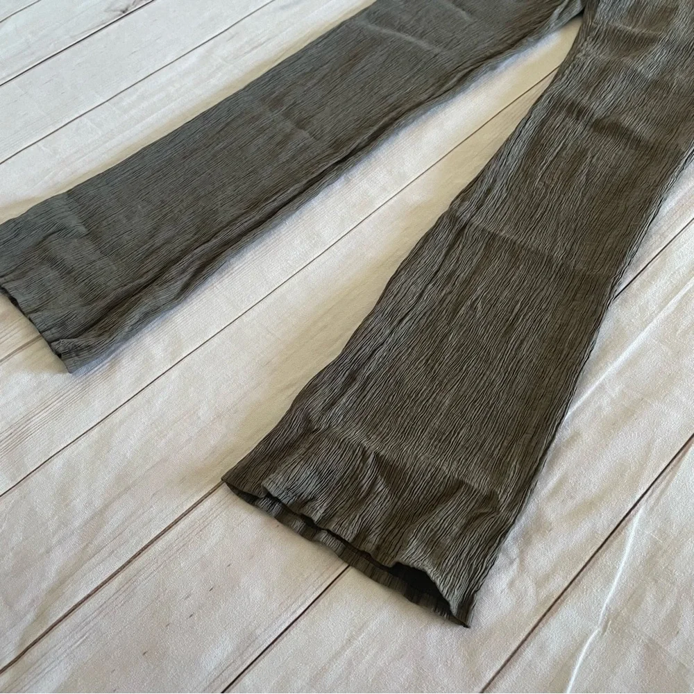 Zara Crinkle Gauze Pants Womens XS Gray High Rise Ankle Pull On Textured Pockets - Picture 5 of 15